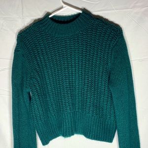 PACSUN forest green crochet cropped sweater